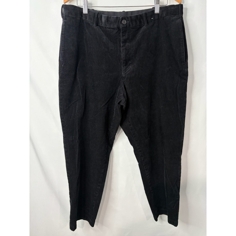 Uniqlo Mens XL Black Corduroy Utility Fatigue Pants Elastic Sz 36 Stretch Casual